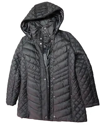 Marc New York By Andrew Marc Women Long Puffer Coat Hooded Black Size S • $29.98