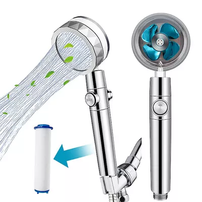 $8.35 • Buy High Pressure Shower Head Adjustable 360°Rotation Turbine Water Saving Shower US