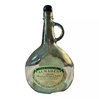 Vintage Almaden Vineyard Green Glass Wine Bottle Jug Handle And Cork Chablis • $22.99