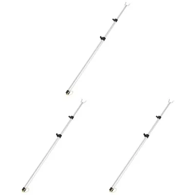 Telescoping Clothesline Prop & Hook Set For Home - Silver/White • £22.55