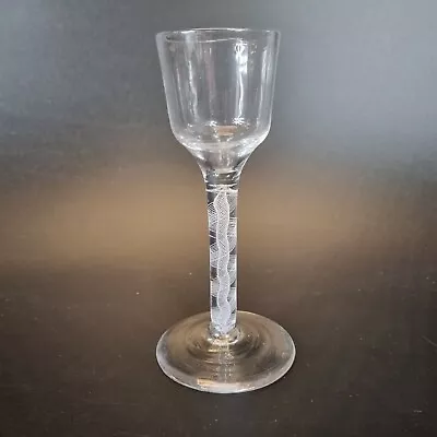 Antique 18th Century Wine Glass With Double Series Opaque Twist Stem • £195