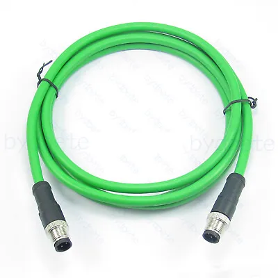 M12-4D Male 4-pin D-coded Cable Profinet Shielded 22AWG Wire 30V 4A Fluke Tested • $39.48