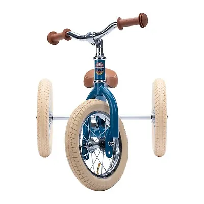Trybike 2 In 1 Steel Tricycle Balance Bike Blue Vintage Chrome Parts Cream Tyres • $175
