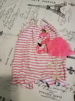 Mudpie Romper Girls INFANT SIZE 9-12 Months FLAMINGO  • $10