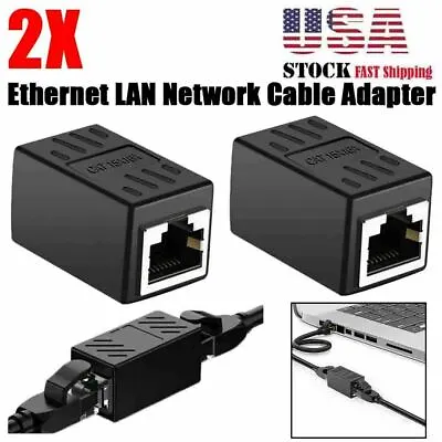 2PC RJ45 Network Splitter Adapter Female CAT 7 6 5E LAN Ethernet Cable Connector • $4.75