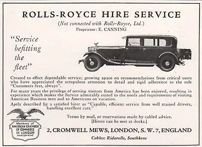 1931 Vintage ROLLS-ROYCE HIRE Limo SERVICE London UK Travel Print Ad • £24.10