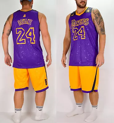 Adidas La Lakers Kobe Bryant Men's NBA Jersey Shorts Basketball Set 2013/2014 • $53.39