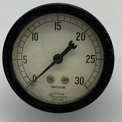 Jas P Marsh Vintage Vacuum Pressure Gauge Beveled 0-30 2 1/4  Dial SteamPunk • $10