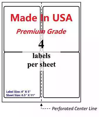 $15.99 • Buy 400 Premium Shipping Labels-4 X5 -Made In USA-Self Adhesive-Blank Labels-8.5x11