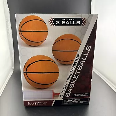 Eastpoint 5 Inch Pack Of 3 Mini Rubber Basketballs With Needle And Air Pump Z23 • $15