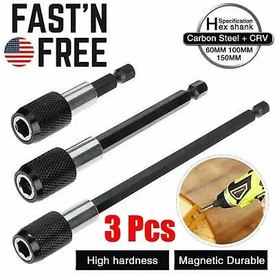 3Pc Screwdriver EXTENSION Bit Hex Magnetic Quick Release 1/4 Shank Holder Drill  • $9.49