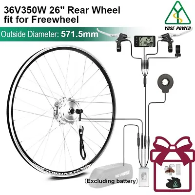 36V 26  Hub Motor Rear Freewheel Motor Bicycle E-Bike Hub Conversion Kit • £206.50