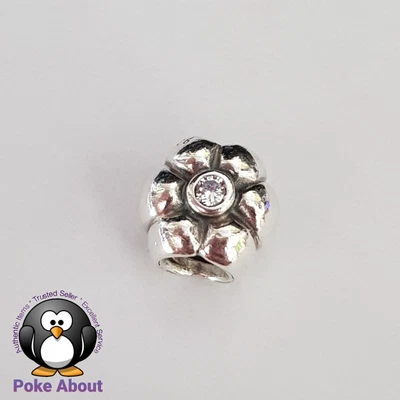 $20 • Buy Authentic Pandora Silver Clear CZ Smooth Puffy Flower Charm #790185CZ