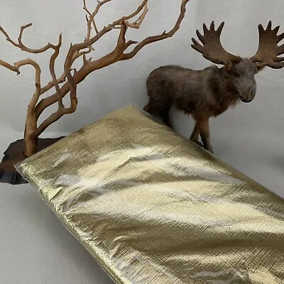 Metallic Gold Tablecloth Vinyl Flannel-Back 52  X 70  Oblong NOS • $24.99