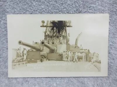 WW1 USS VERMONT Crew Watching Effects Firing Guns RPPC POSTCARD Navy Battleship • $18