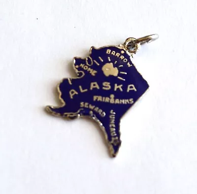 Vintage Enamel State Charm For Bracelet Sterling Silver Alaska Perfect • $9.99