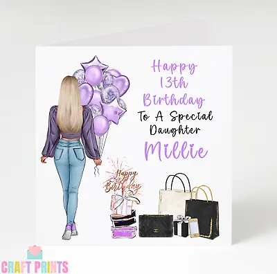 Girls Personalised Birthday Card For 13th 14th 15th 16th 17th Daughter Niece • £3.49