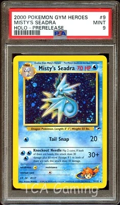 $34.99 • Buy PSA 9 MINT Misty's Seadra 9/132 PRERELEASE Gym Heroes HOLO PROMO Pokemon Card