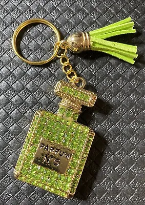 RHINESTONE No 5 EAU DE PARFUM BOTTLE KEYRING KEYCHAIN WITH TASSEL CHANEL PERFUME • $19.95