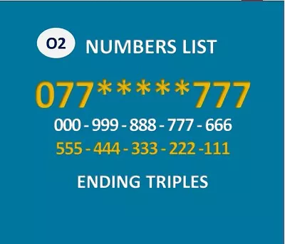 £7.99 • Buy O2 Gold Easy Memorable Mobile Number Business New Sim Card Triple 0777 List