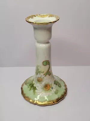 Vintage T&V Limoges France Candlestick Holder - White Daisies With Gold Accents • $20