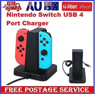 NEW 4 Ports Charger Dock Charging LED Stand Charger For Nintendo Switch Joy-Con • $27.99