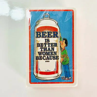 Vintage 80's Sealed Card Deck By Ivory Tower - BEER IS BETTER THAN WOMAN BECAUSE • $14.59