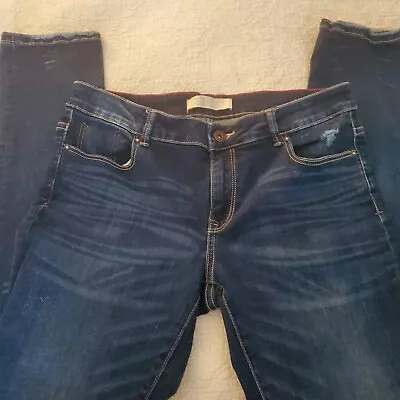 Zara Basic Z1975 Jeans DENIM Distressed Dark Wash Tapered Leg Ankle Size 6 • $16.86