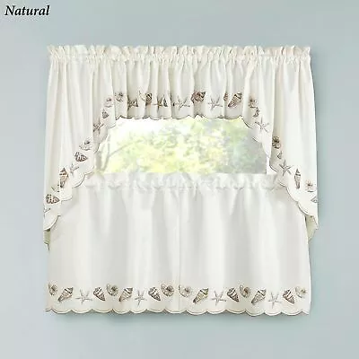 Edgewater Seashell Coastal Embroidered Window Treatments • $18.99