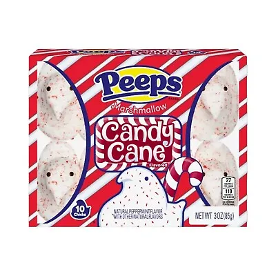 Peeps Marshmallow 3 Oz. CANDY CANE Flavored 10-Chicks Stocking Stuffer BB 6/2024 • $9