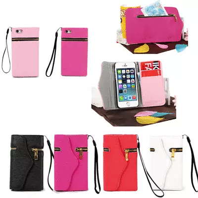 Credit Card Wallet Case Zipper Flip Cover Synthetic Leather For IPhone 4 4S • $7.90