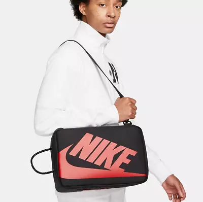 Nike Shoe Box Bag Black University Red Zipper Crossbody Strap Sneaker Swoosh OG • $36