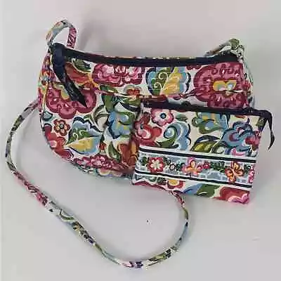 Retired Vera Bradley Frannie Hope Garden Quilted Crossbody Change Purse Handbag • $29