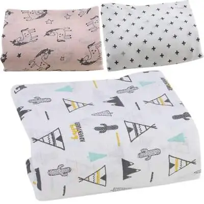 Printed Muslin Squares Large Premium Baby Nappy Wipes 100% Cotton 80x80cm • £6.99