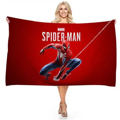 Marvel Super Hero Beach Spiderman Towel Shawl Baths Rectangle Printing Bath New • £26.39