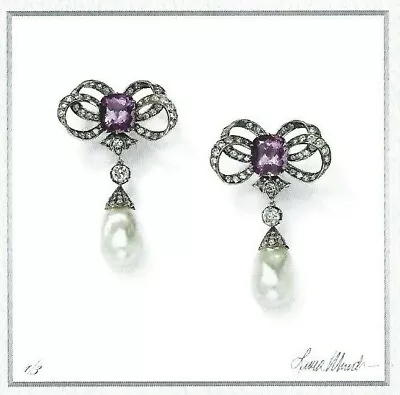 Laura Munder Fine Jewelry Print Ad Pearl Sapphire Earrings With Diamonds • $12.49