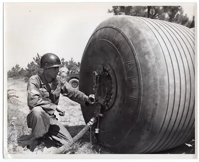 1960s US Army Portable Fuel Bladder Tire Tank 8x10 Original Photo • $14.99