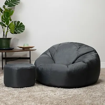 Adults Bean Bag Chair And Footstool Indoor Outdoor Extra Large Garden Beanbag XL • £69.99