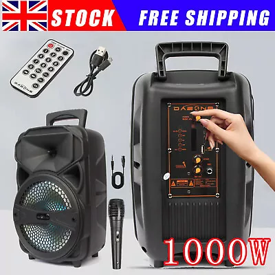 8'' 1000W Portable Bluetooth Speaker Subwoofer Heavy Bass Sound System Party FM  • £29.99