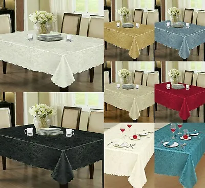 Table Sheets Wipe Clean Tablecloth Jacquard Napkin Table Cover Rectangle Round • £15.99