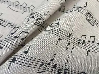 SMALL Music Notes Piano Cotton Fabric Home Decor Curtains Upholstery 140cm Wide • £10.99
