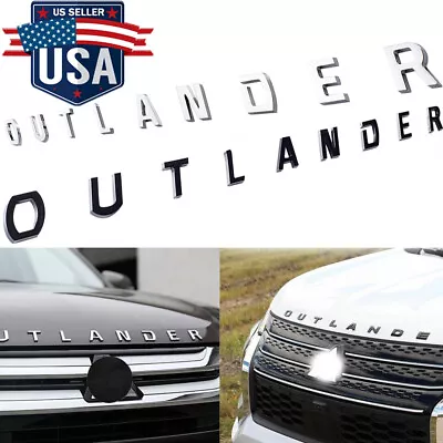 For Mitsubishi Outlander Hood Letter Badge Nameplate Emblem Sport Silver/Black • $14.56