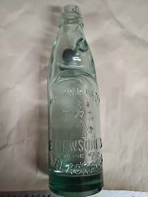 Vtg Codd Neck 10oz Bottle Marble Mineral Waters El Newsome's Blackpool #11251 • $4.99