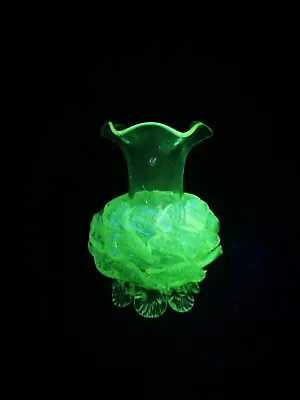 Victorian Possibly Manganese Glass Vase With Applied Leaves  • £6.99
