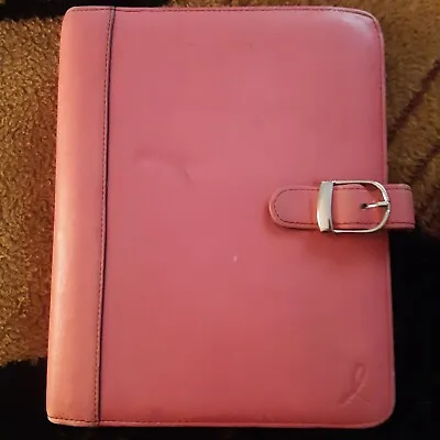 DAY TIMER - DESK 1 1/8 - Pink Leather PLANNER Classic Franklin Covey  • $30