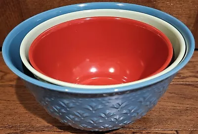 Set/3 The Pioneer Woman Melamine Nesting Mixing/Serving Bowls Teal Green Red • $25