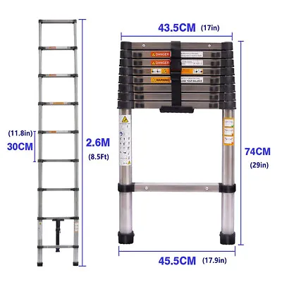 2.6-5M Heavy Duty Multi-Purpose Portable Telescopic Folding Ladder Extendable • $66.14
