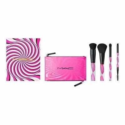 MAC Wave Your Wand Brush Kit Face Eye Shadow Brow Powder Bag NEW • $27.97