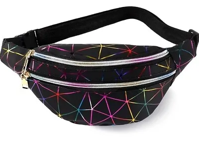 Holographic Fanny Pack Fashion Rave Waist Bag With Adjustable Belt For Women Men • $15.99