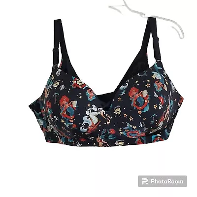 Torrid Dream Wire Free Push Up Bra Tattoo Mermaid Skull Print Size 42DD 42E • $29.50